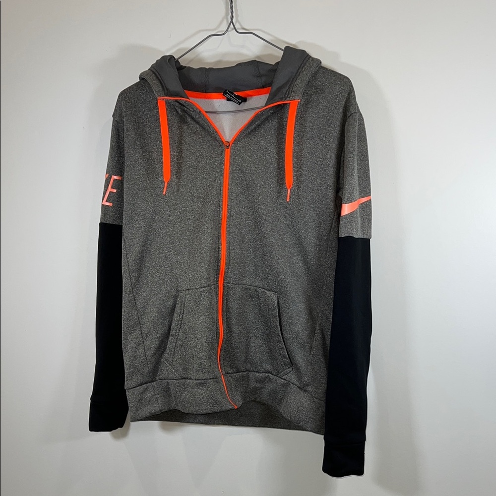 Nike Heather Gray and Neon Orange Hoodie